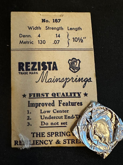 Rezista Mainspring #167 for General 110, 111, Mido 59, Vulcain 12  - Steel