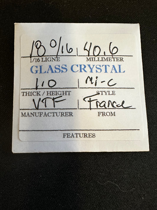 VTF Vintage Glass Pocket Watch Crystal 18-0/16 (~40.6mm) - NOS