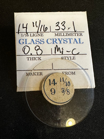 Vintage Glass Watch Crystal 14-11/16 (~33.1mm) - NOS