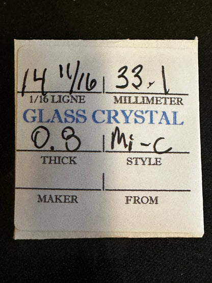 Vintage Glass Watch Crystal 14-11/16 (~33.1mm) - NOS