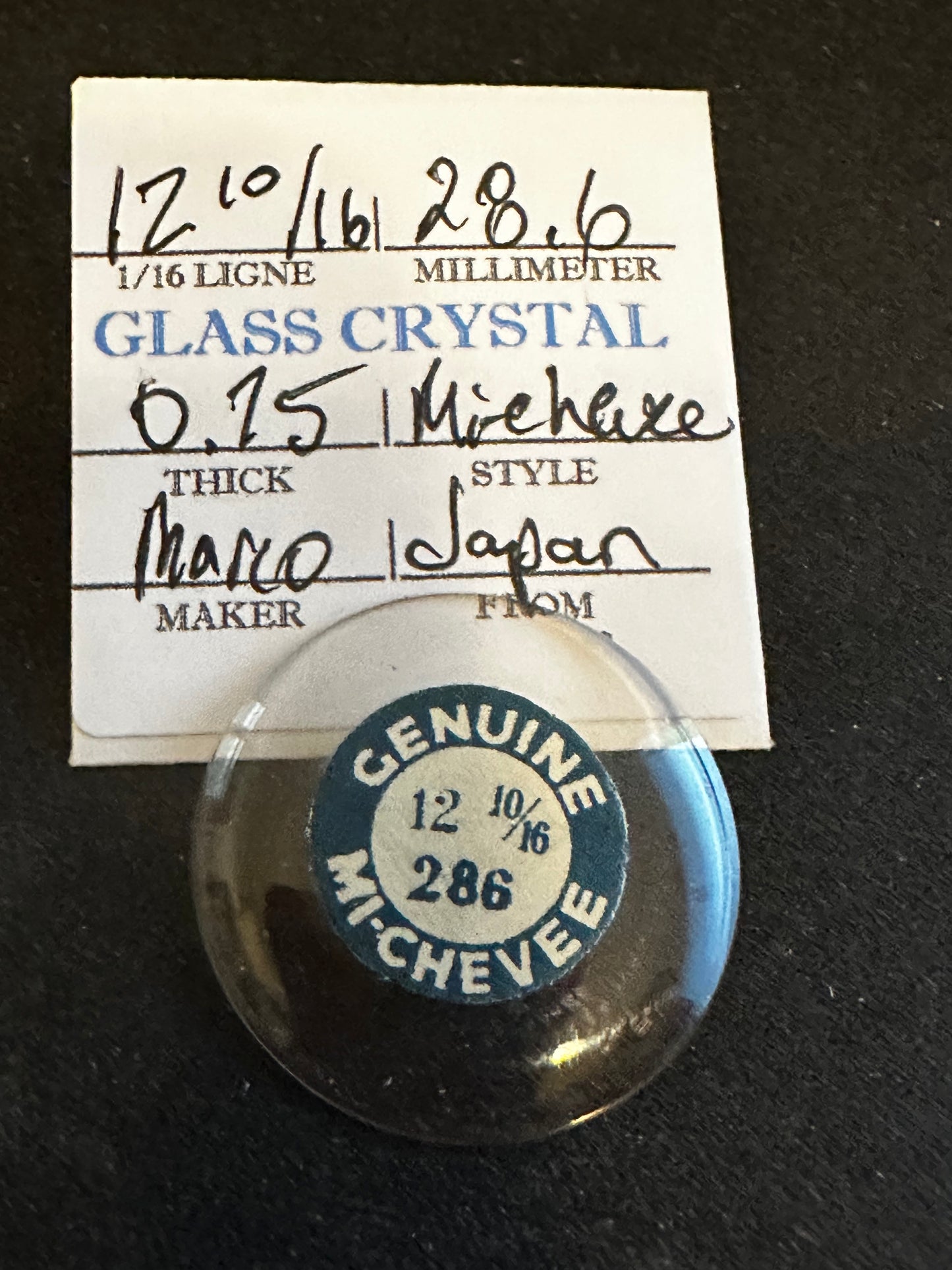 Marco Mi-Chevee Vintage Glass Small Pocket Watch Crystal 12-10/16 (28.6mm) - NOS