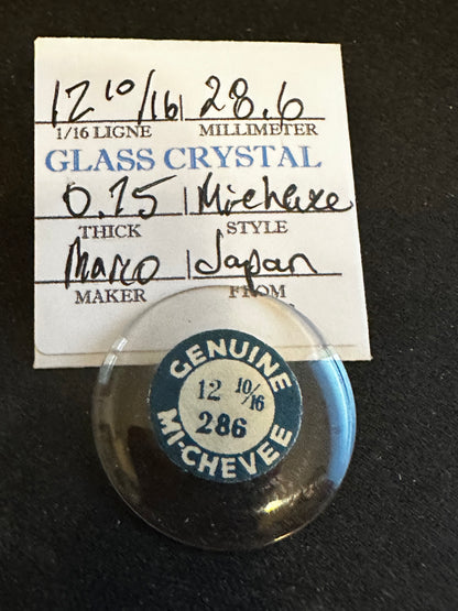 Marco Mi-Chevee Vintage Glass Small Pocket Watch Crystal 12-10/16 (28.6mm) - NOS