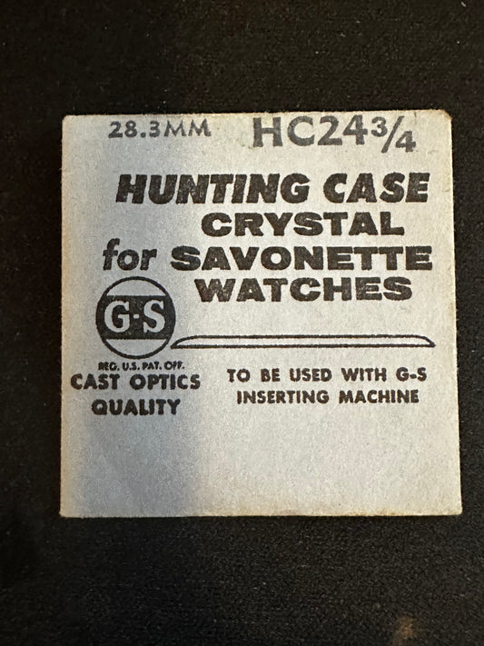 GS HC 24¾ Hunting Case Pocket Watch Crystal 28.3mm - New