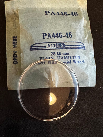 GS PA446-46 Wrist Watch Crystal 28.55mm for Elgin, Hamilton Military Cases - New