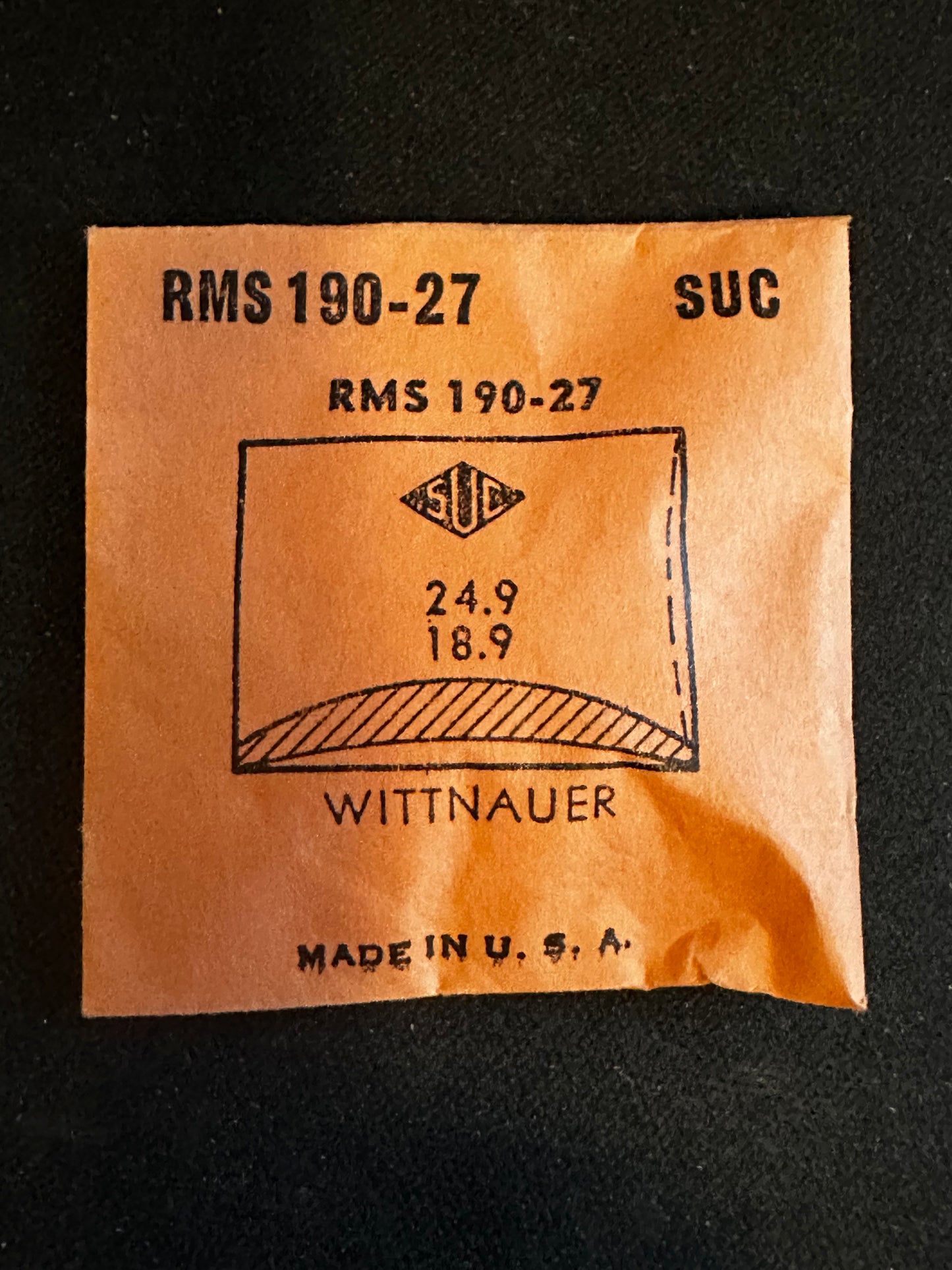 SUC Rocket Crystal RMS 190-27  for WITTNAUER 24.9 x 18.9mm - New