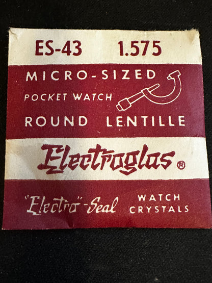 Electro-Seal ES-43 Pocket Watch Crystal 40.0mm (1.575“) - New