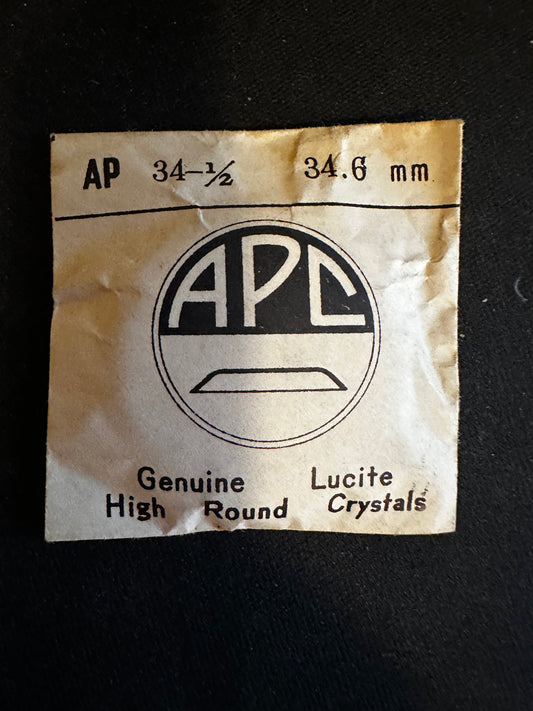 APC Round Wrist Watch Crystal AP 34½, 34.6mm - New