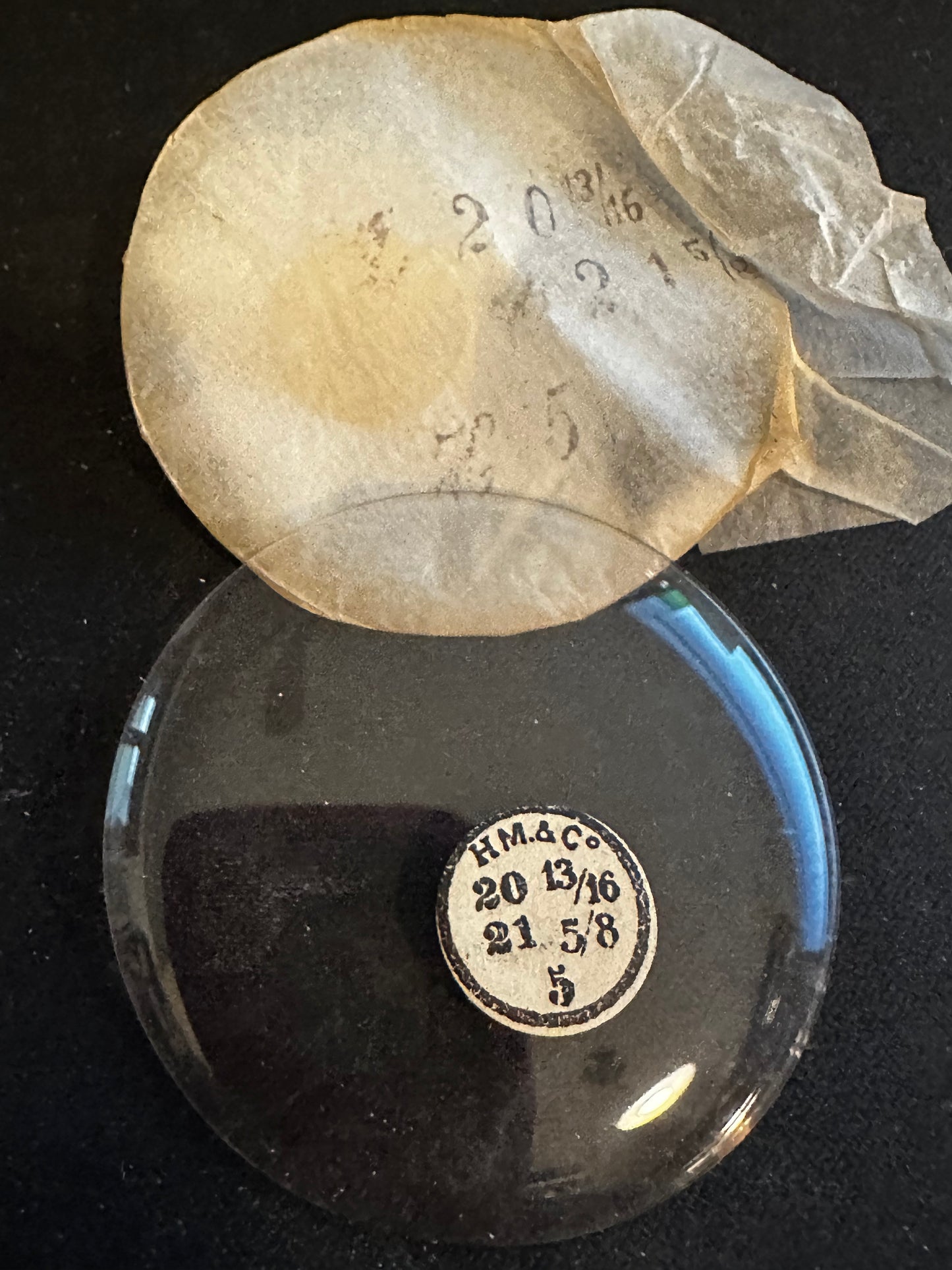 H M & Co Vintage Glass Hunting Case Watch Crystal 20-13/16 (~46.9mm) - NOS