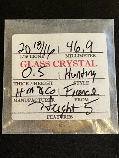 H M & Co Vintage Glass Hunting Case Watch Crystal 20-13/16 (~46.9mm) - NOS