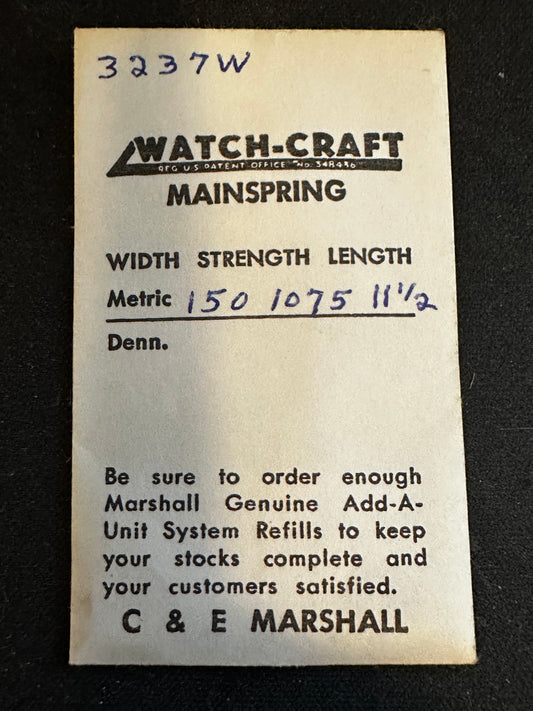 WATCH-CRAFT Mainspring 3237W for ETA 1080, AS 667, 677, 843 - Alloy