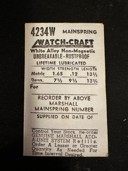 WATCH-CRAFT Mainspring 4234W for Universal 262, 263 - Alloy