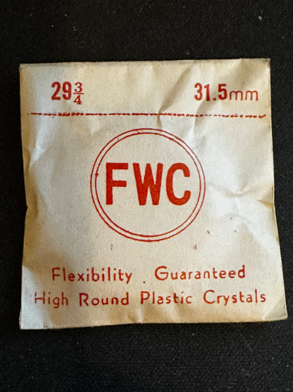 FWC Round Wrist Watch Crystal #29¾, 31.5mm - New