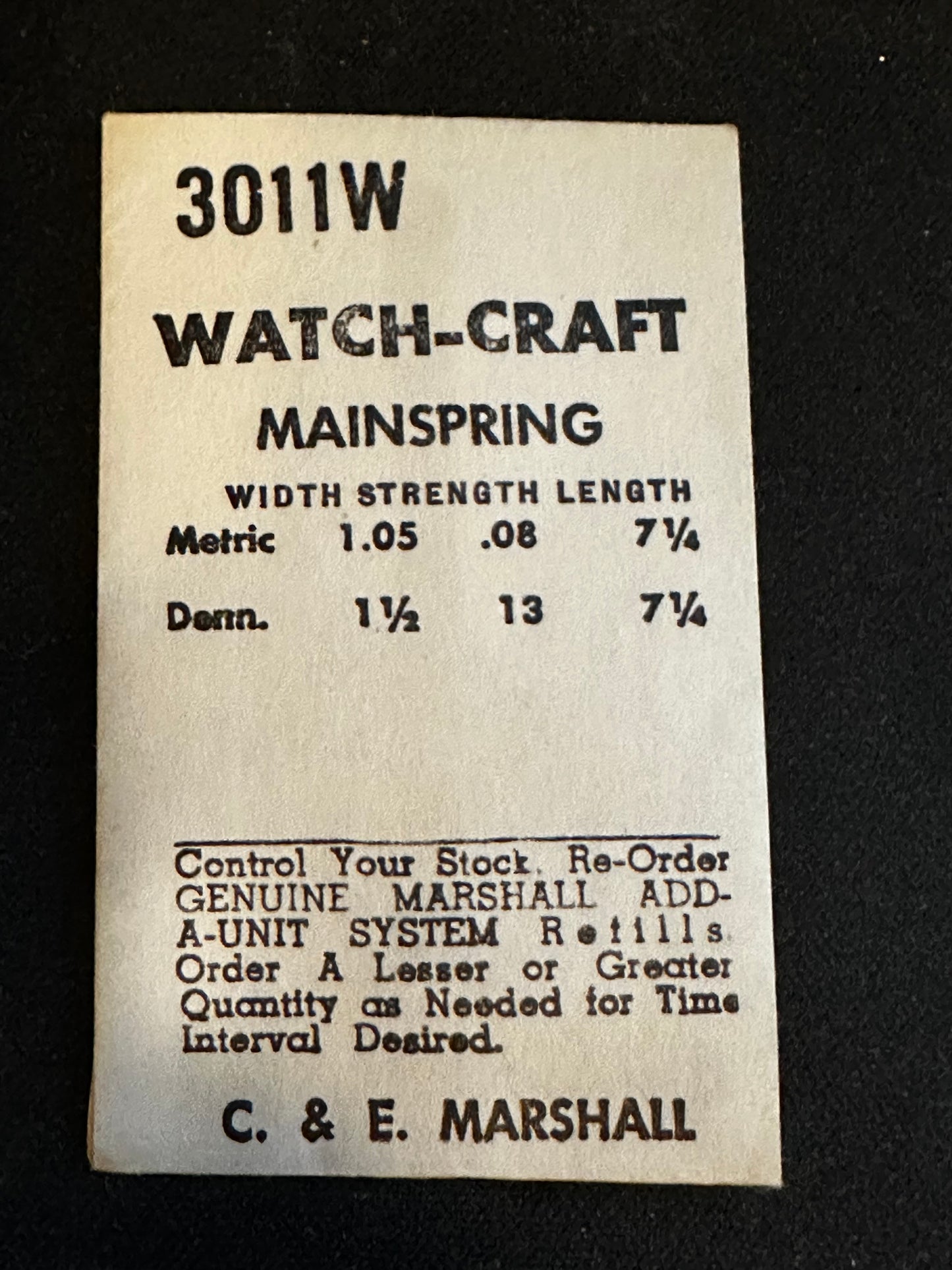 WATCH-CRAFT Mainspring 3011W for Gruen 300, 301, 307, 327, 328, 329, 350, etc. - Alloy