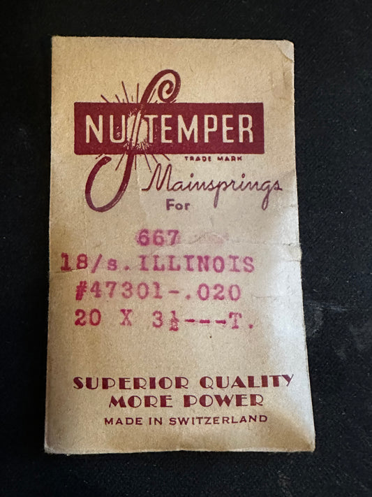 NuTemper Mainspring #667 for Illinois 18s No. 47301 - Steel