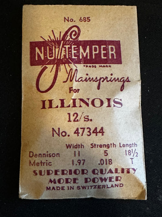 NuTemper Mainspring #685 for 12s Illinois No. 47344 - Steel