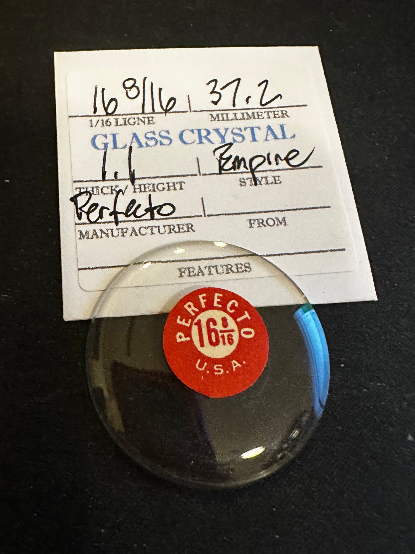 Perfecto Vintage Glass Watch Crystal 16-8/16 (~37.2mm) - NOS