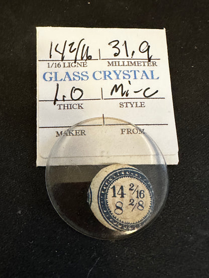 Vintage Glass Watch Crystal 14-2/16 (~31.9mm) - NOS