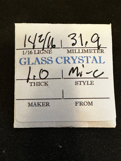 Vintage Glass Watch Crystal 14-2/16 (~31.9mm) - NOS