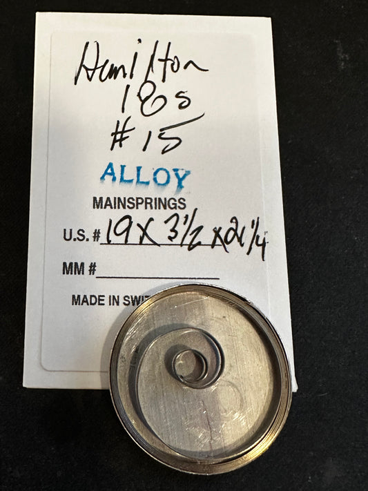 Alloy Mainspring for 18s Hamilton Factory No. 15