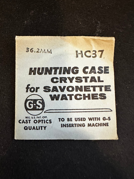 GS HC 37 Hunting Case Pocket Watch Crystal 36.2mm - New