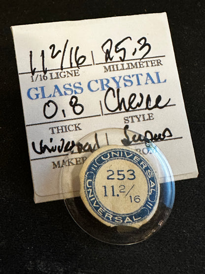 Universal Vintage Small Glass Watch Crystal 11-2/16 (~25.3mm) - NOS