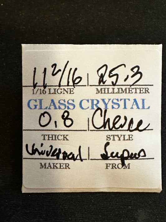 Universal Vintage Small Glass Watch Crystal 11-2/16 (~25.3mm) - NOS