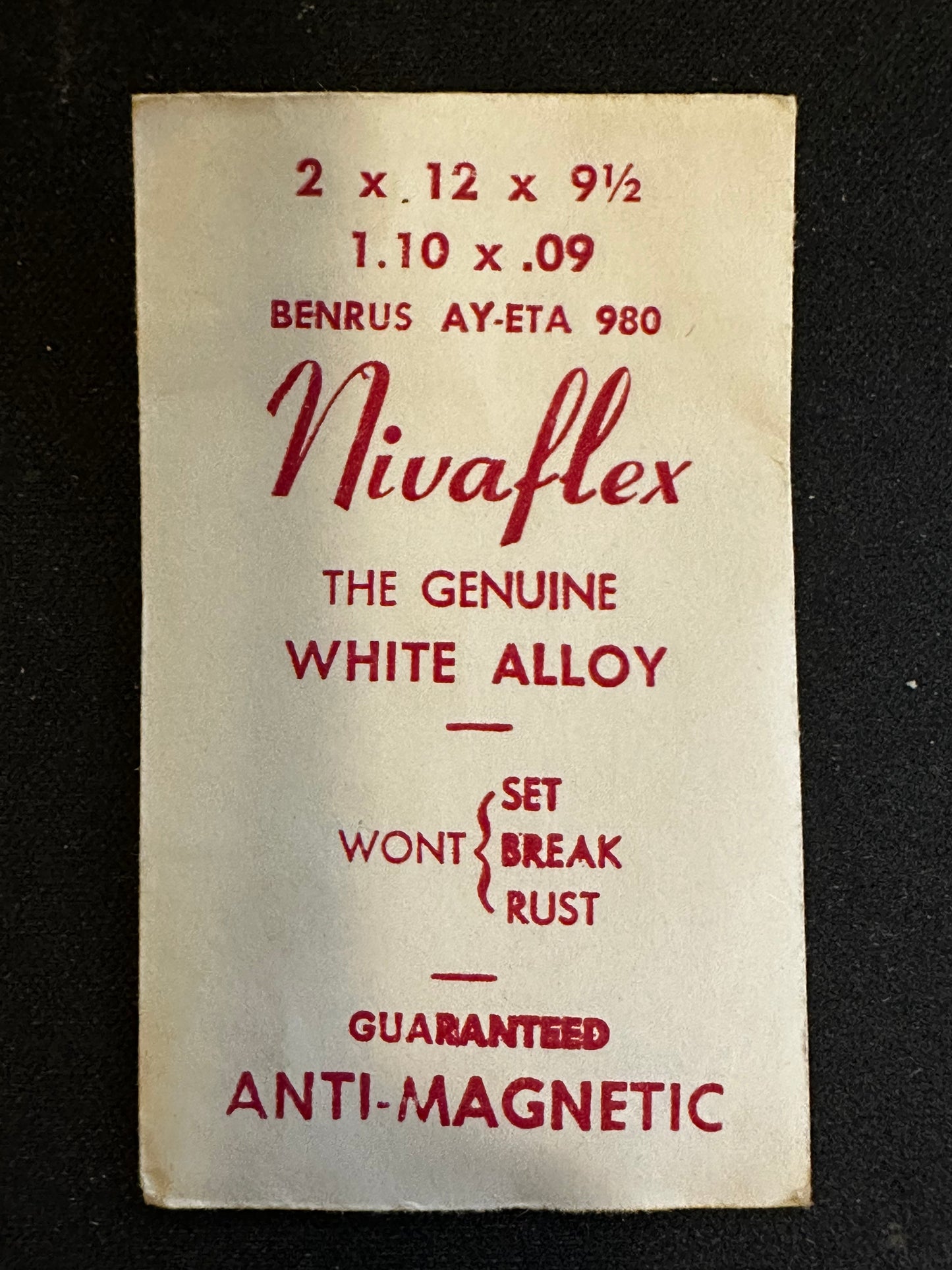 Nivaflex Mainspring for Benrus AY, ETA 980 - Alloy