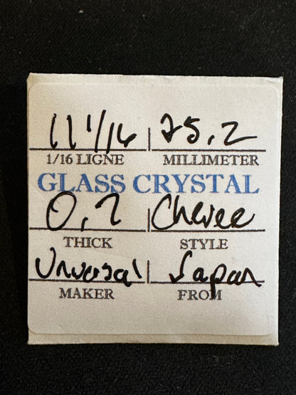 Universal Vintage Small Glass Watch Crystal 11-1/16 (~25.2mm) - NOS