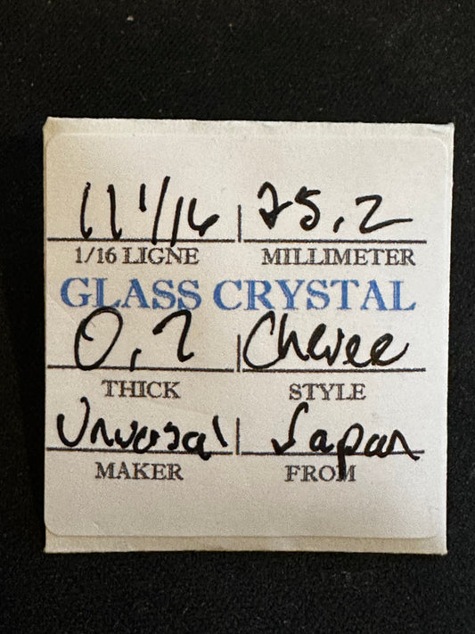 Universal Vintage Small Glass Watch Crystal 11-1/16 (~25.2mm) - NOS