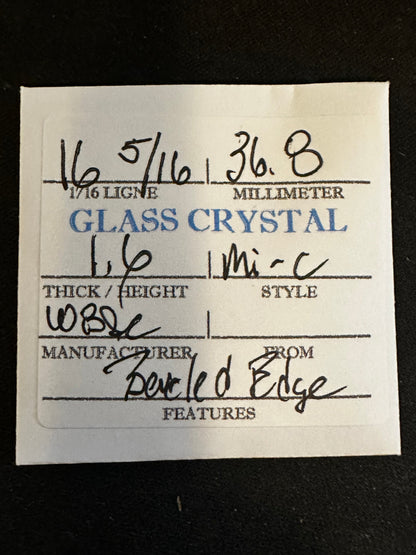 W. B. & C. Vintage Glass Watch Crystal 16-5/16 (~36.8mm) - NOS