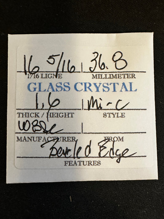 W. B. & C. Vintage Glass Watch Crystal 16-5/16 (~36.8mm) - NOS