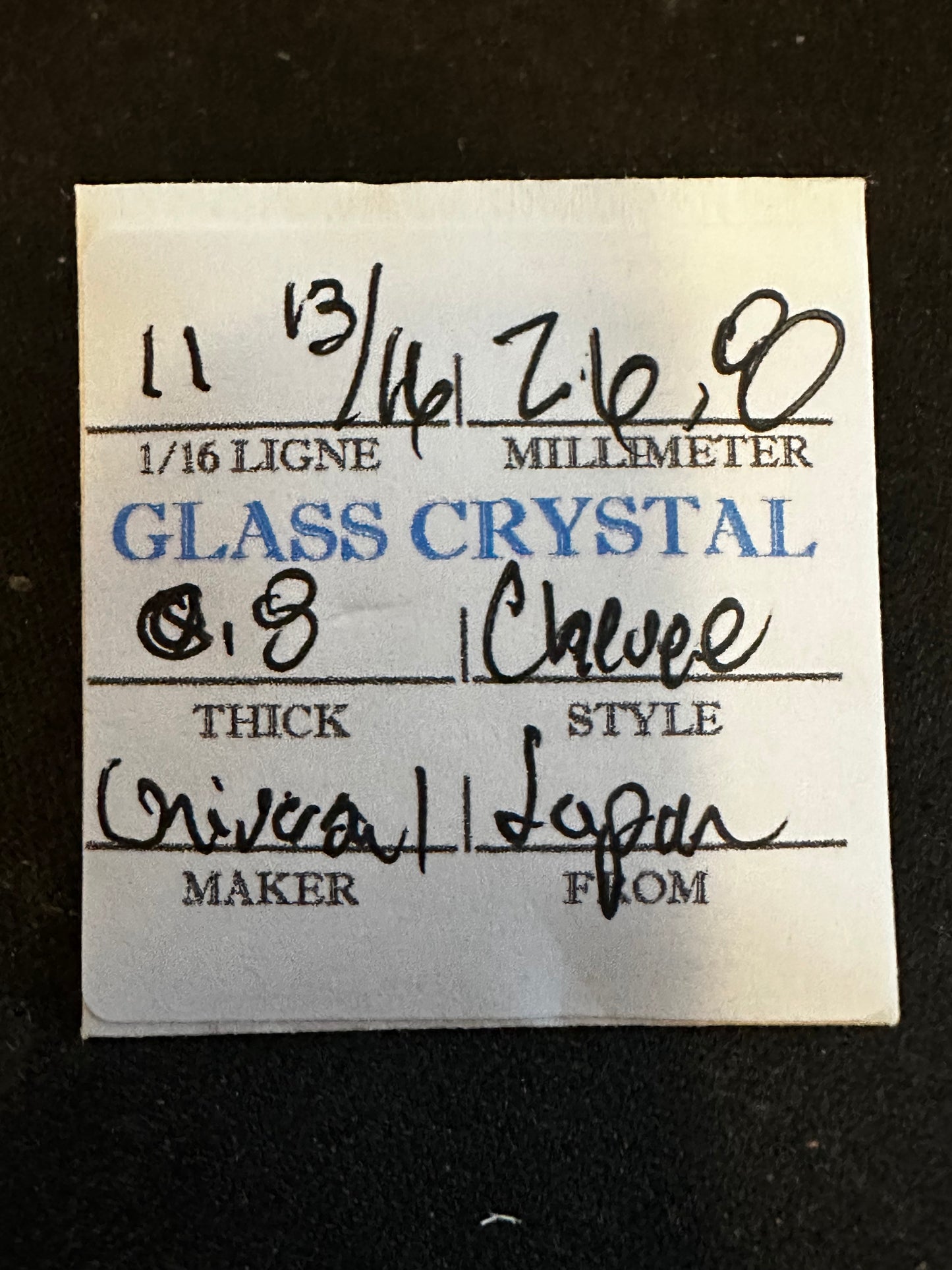 Universal Vintage Small Glass Watch Crystal 11-13/16 (~26.8mm) - NOS