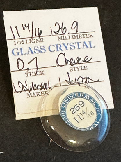 Universal Vintage Small Glass Watch Crystal 11-14/16 (~26.9mm) - NOS