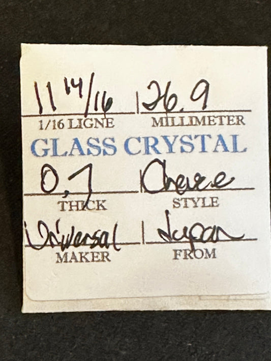 Universal Vintage Small Glass Watch Crystal 11-14/16 (~26.9mm) - NOS