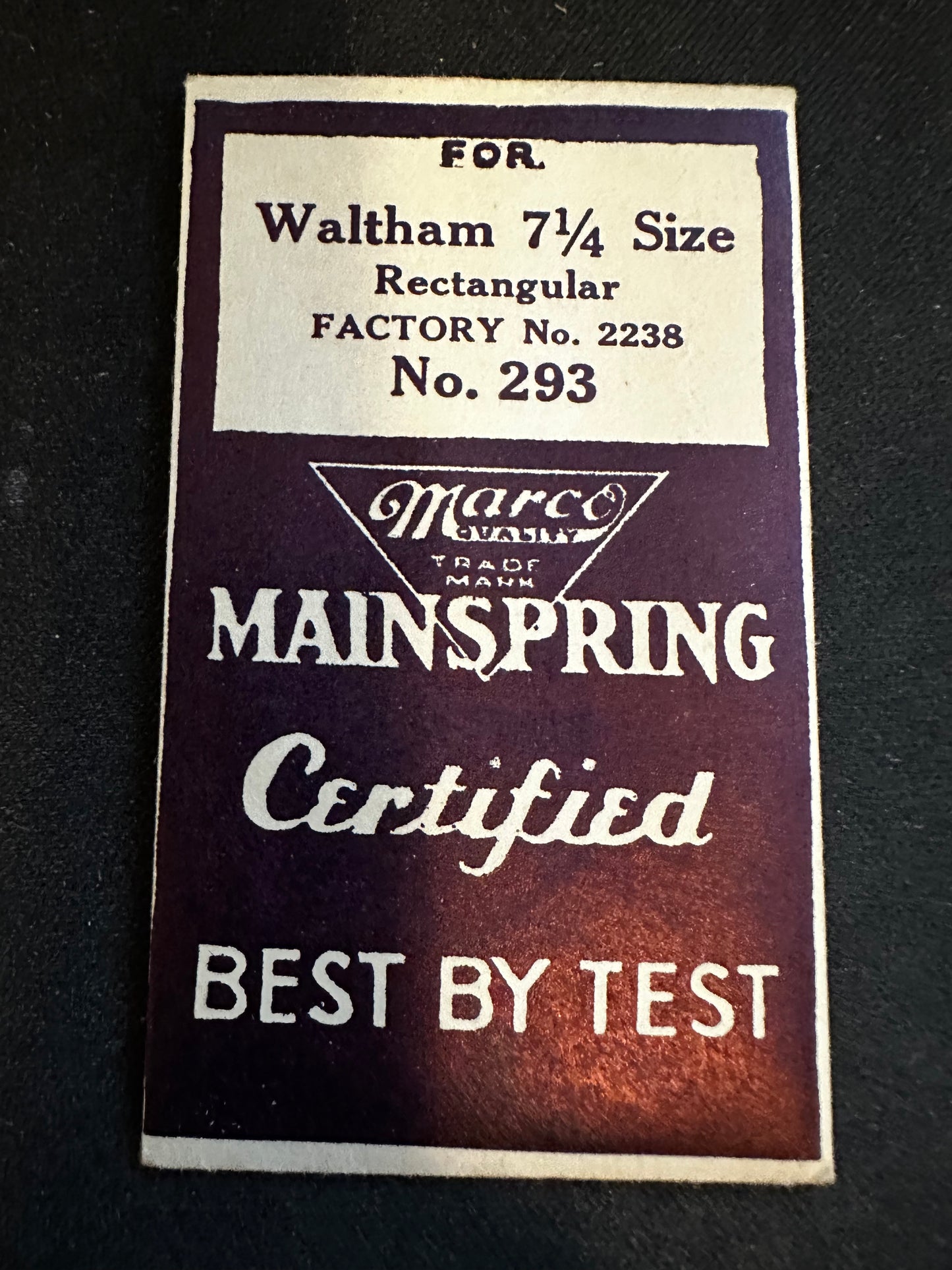 Marco Mainspring #293 for Waltham 7¼ Ligne No. 2238 - Steel
