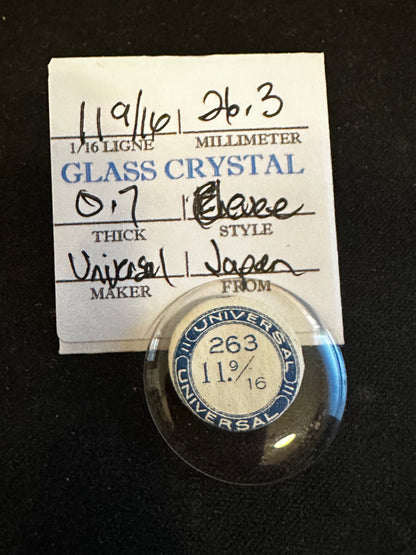 Universal Vintage Small Glass Watch Crystal 11-9/16 (~26.3mm) - NOS