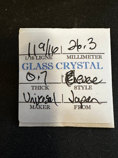 Universal Vintage Small Glass Watch Crystal 11-9/16 (~26.3mm) - NOS