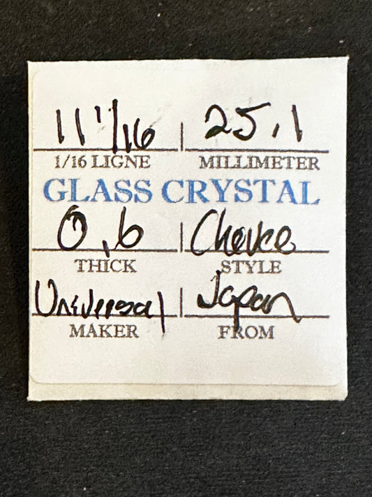 Universal Vintage Small Glass Watch Crystal 11-1/16 (~25.1mm) - NOS