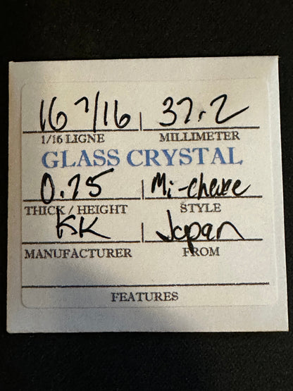 KK Mi-Chevee Vintage Glass Pocket Watch Crystal 16-7/16 (37.2mm) - NOS