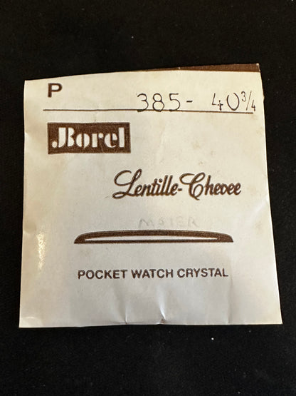 Borel P 385 - 40¾ Lentille - Chevee 38.5mm Acrylic Pocket Watch Crystal - New