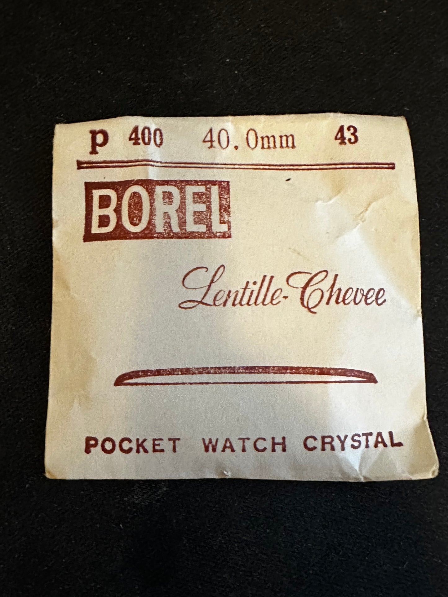 Borel P 400 - 43 Lentille - Chevee 40.0mm Acrylic Pocket Watch Crystal - New