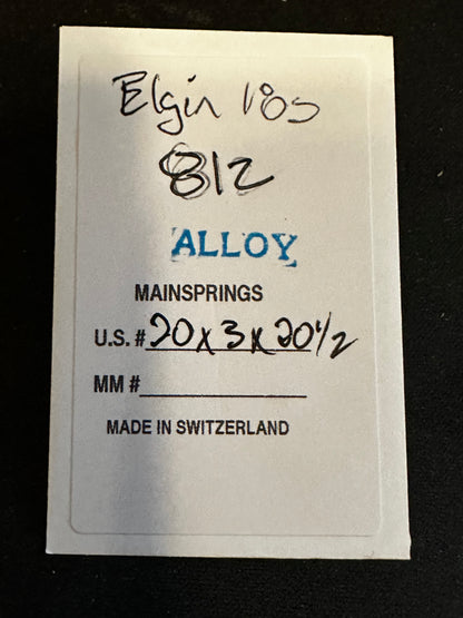 Alloy Mainspring for 18s Elgin Factory No. 812