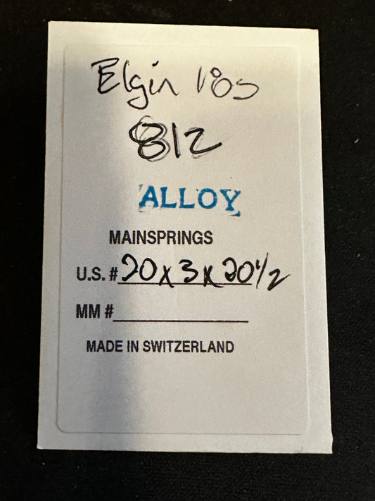 Alloy Mainspring for 18s Elgin Factory No. 812