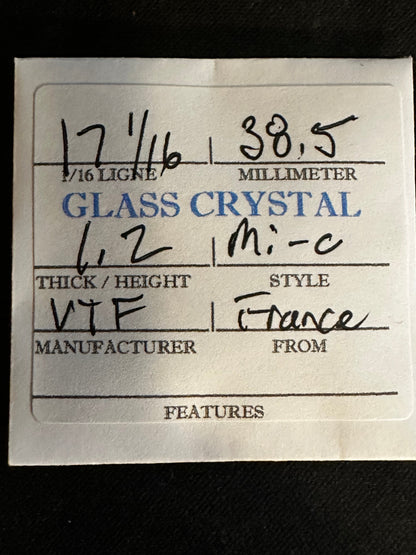VTF Vintage Beveled Glass Pocket Watch Crystal 17-1/16 (~38.5mm) - NOS