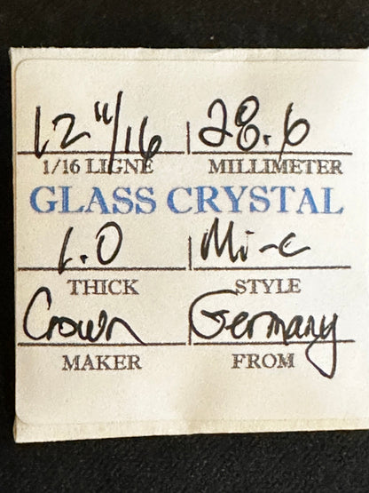 Crown Vintage Small Glass Watch Crystal 12-11/16 (~28.6mm) - NOS