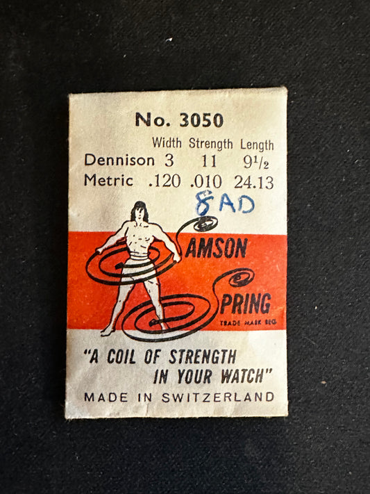 Samson Mainspring No. 3050 for Gruen 311, 330, 355, 400, 401, 500, 501, ETA 1000 - Steel