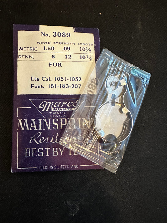 Marco Mainspring #3089 for ETA 1051, 1052, Font 181, 183, 207 - Steel