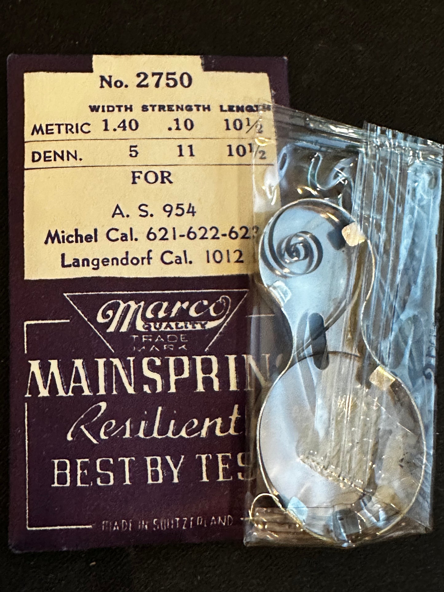 Marco Mainspring #2750 for Langendorf 1012, AS 954, A. Michel 621, 622, 632 - Steel