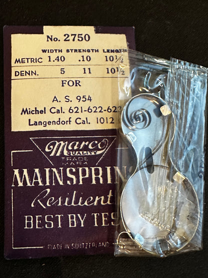 Marco Mainspring #2750 for Langendorf 1012, AS 954, A. Michel 621, 622, 632 - Steel