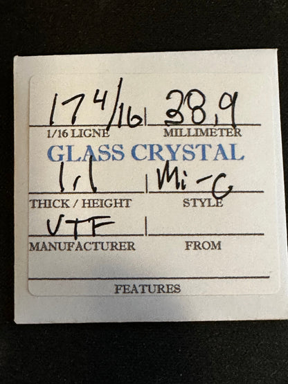 VTF Vintage Glass Pocket Watch Crystal 17-4/16 (~38.9mm) - NOS